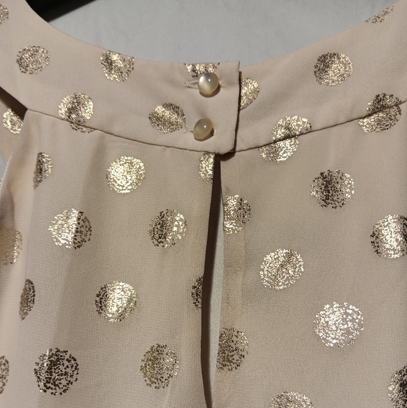iZ Byer EUC Women's Dressy Tank, Size Large. Champagne Colored & Gold Dots - Picture 8 of 9